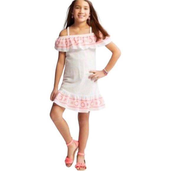 CAT & JACK Embroidered Off Shoulder Cover-Up Dress - Picture 1 of 7